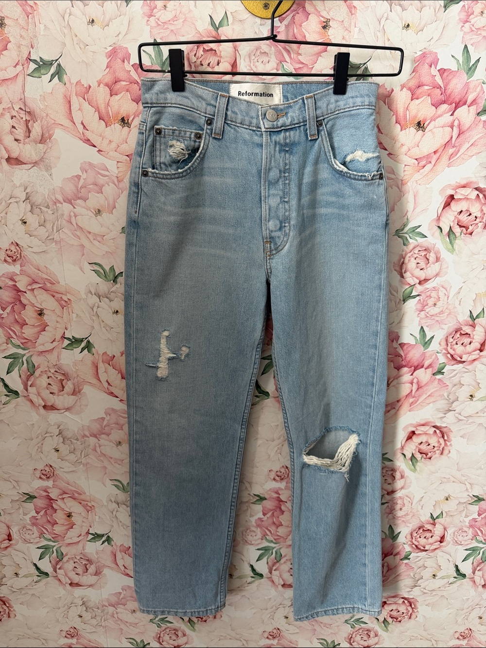 Reformation Danny Mid Rise Relaxed Jean Skye Blue Women’s Denim Pants size 00 24 - Picture 2 of 7